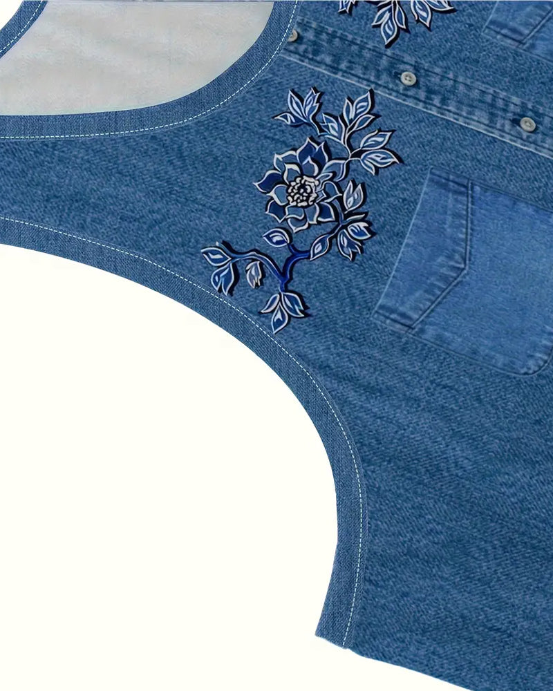 Robe Sans Manches Imitation Denim