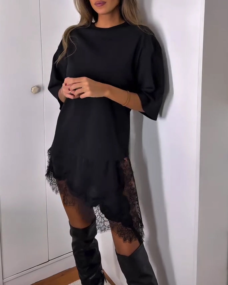 Robe Décontractée Manches Courtes Patchwork