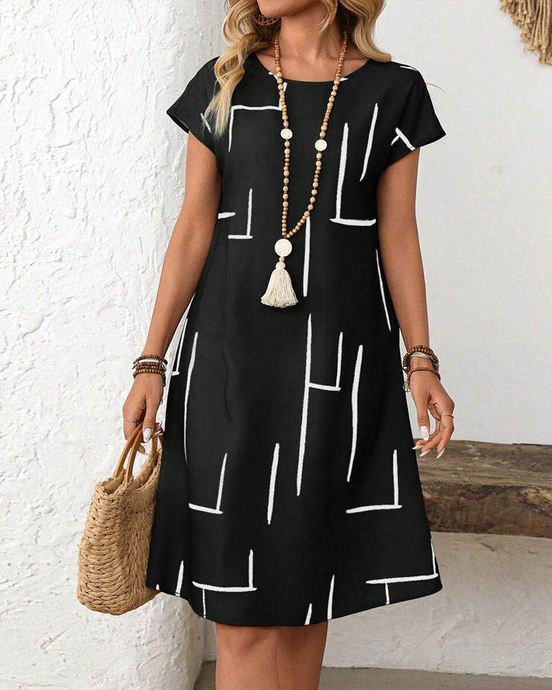 Robe Femme Été Décontracté Imprimé Col Rond