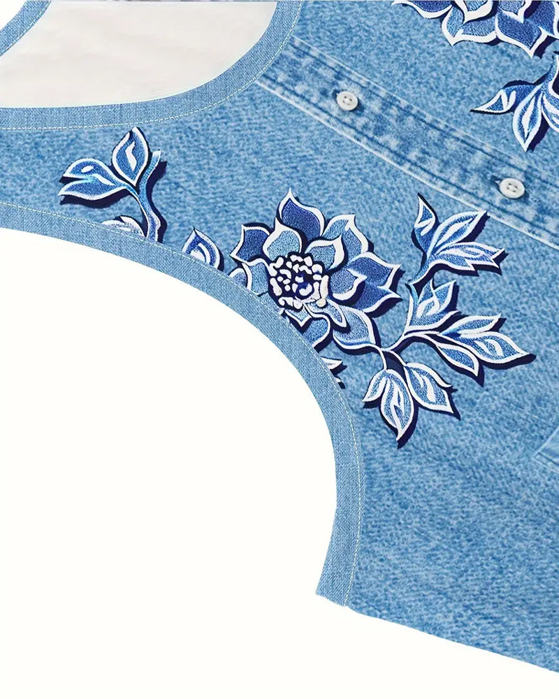 Robe Sans Manches Imitation Denim