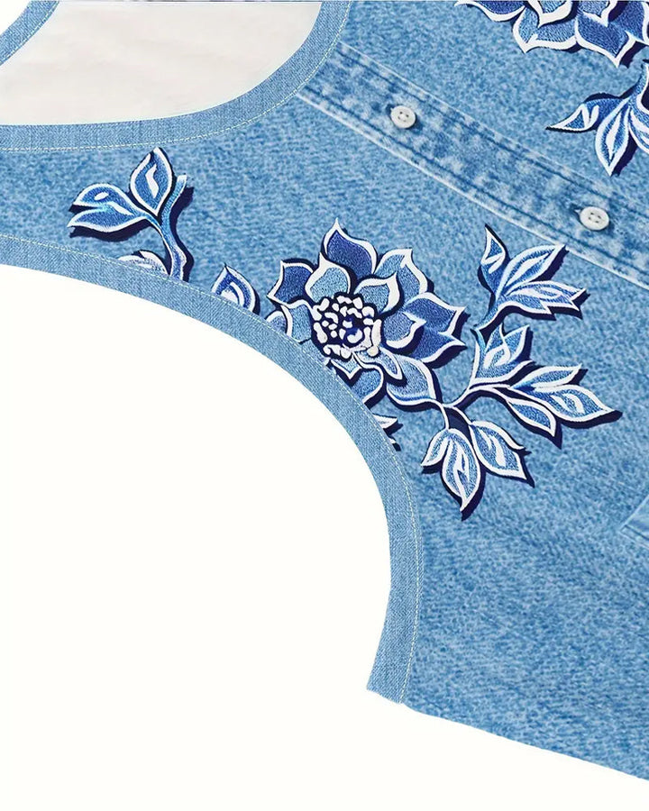 Robe Sans Manches Imitation Denim