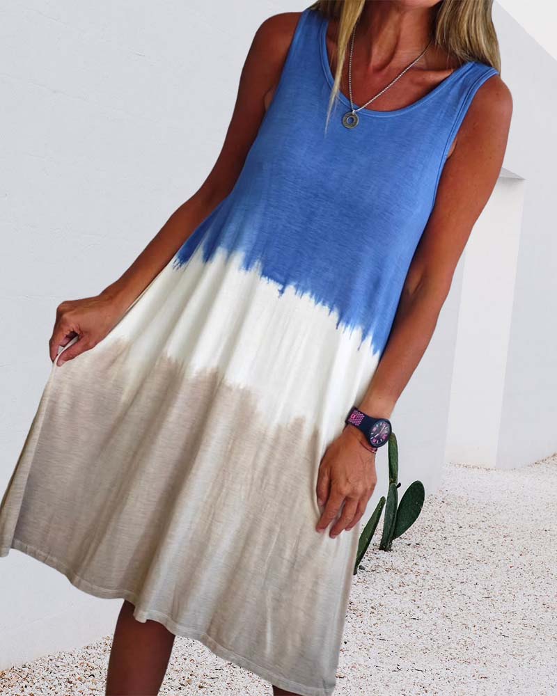Robe décontractée sans manches tie-dye