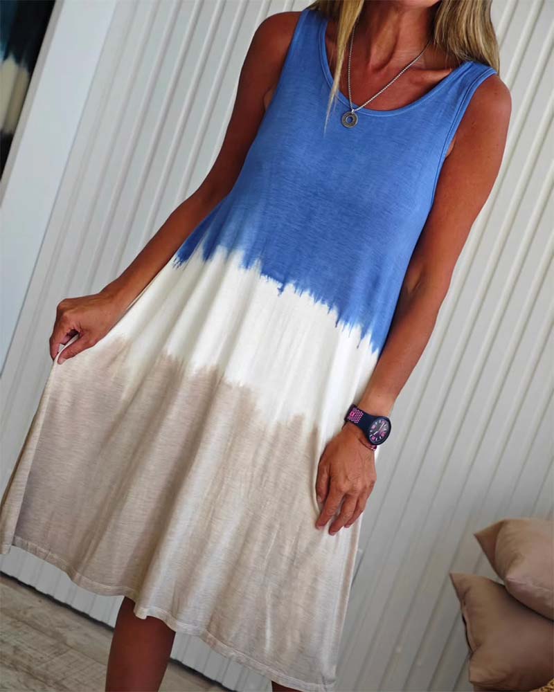 Robe décontractée sans manches tie-dye