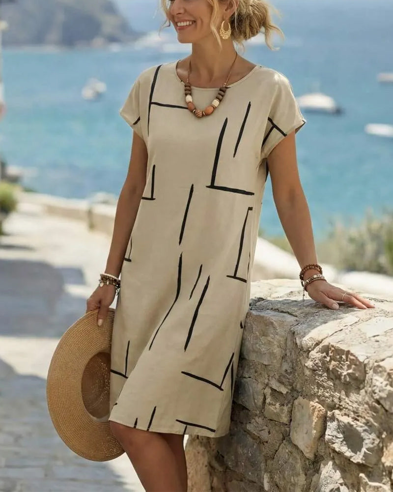 Robe Femme Été Décontracté Imprimé Col Rond