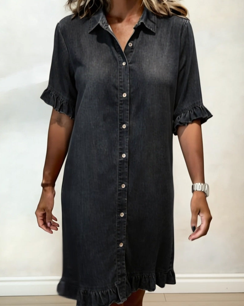 Robe Denim Volant Chemise