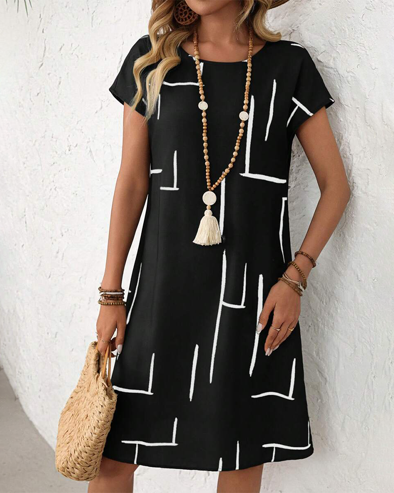 Robe Femme Été Décontracté Imprimé Col Rond