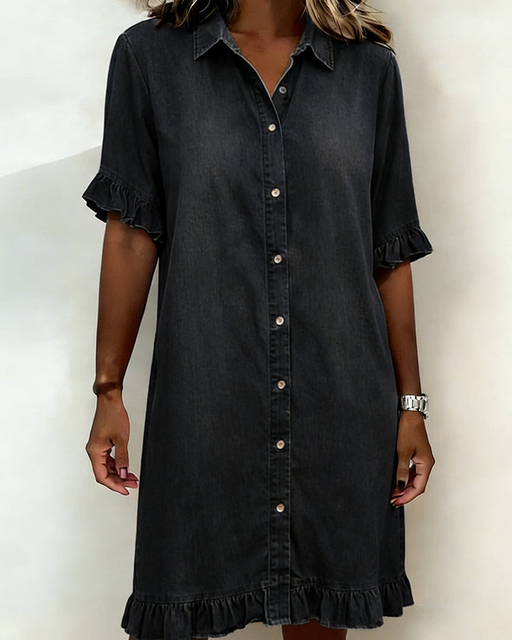 Robe Denim Volant Chemise