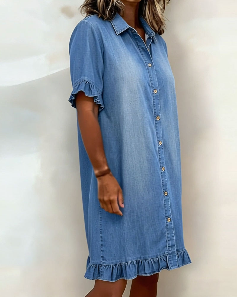 Robe Denim Volant Chemise