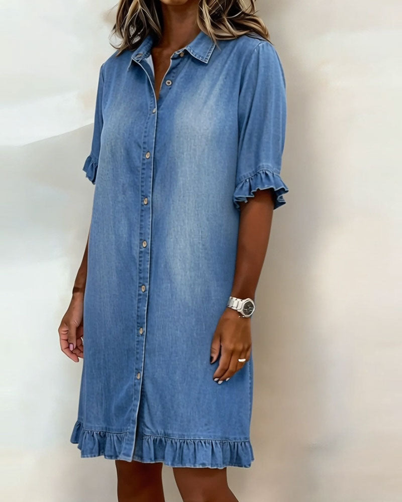 Robe Denim Volant Chemise