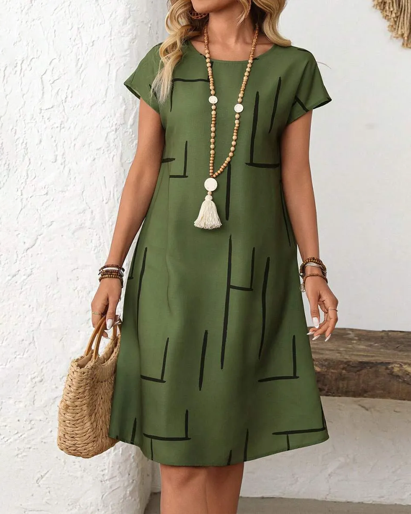 Robe Femme Été Décontracté Imprimé Col Rond