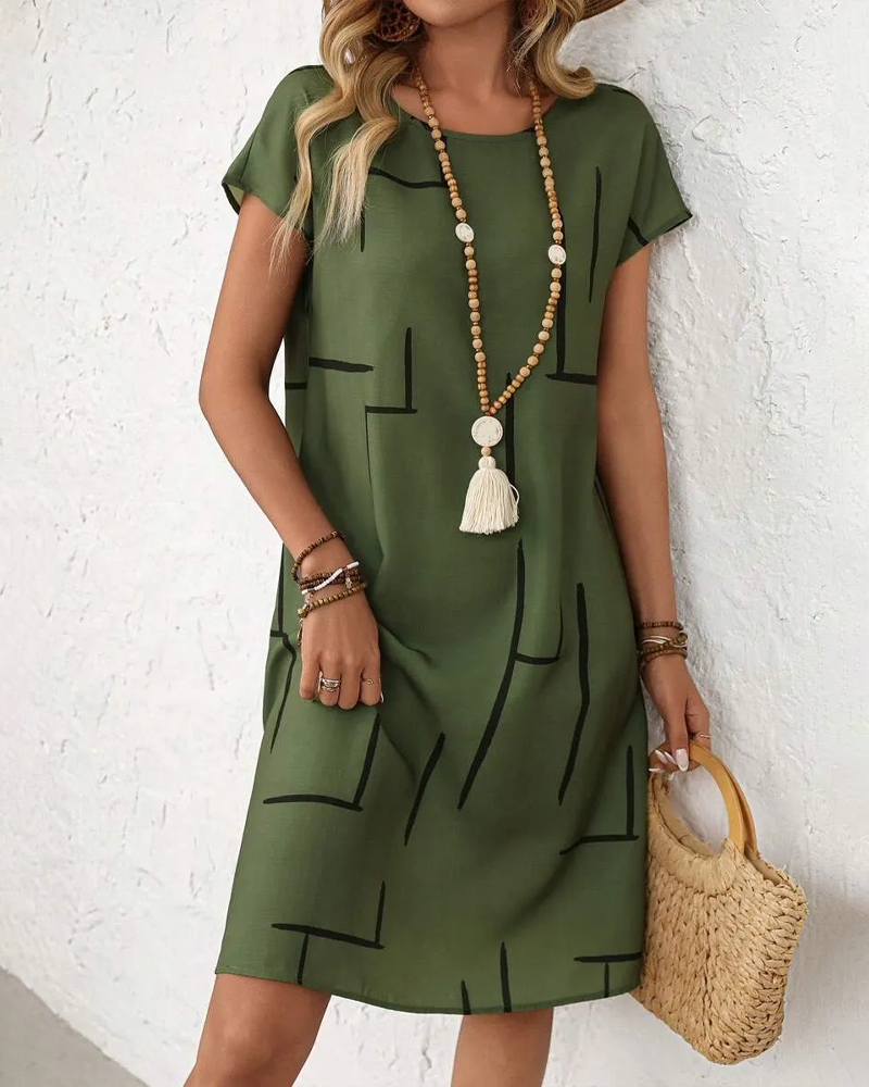 Robe Femme Été Décontracté Imprimé Col Rond