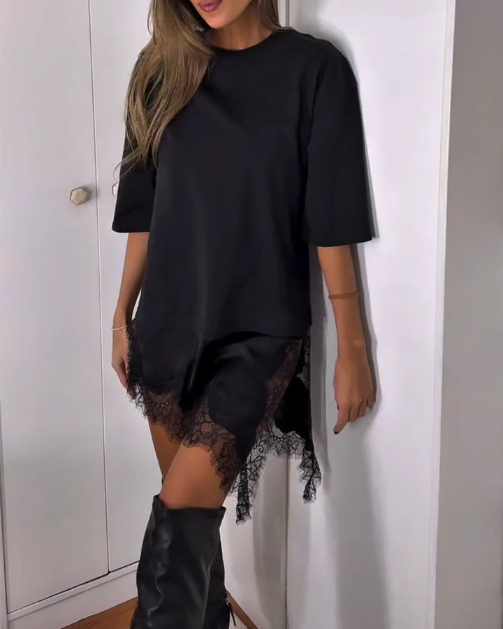 Robe Décontractée Manches Courtes Patchwork